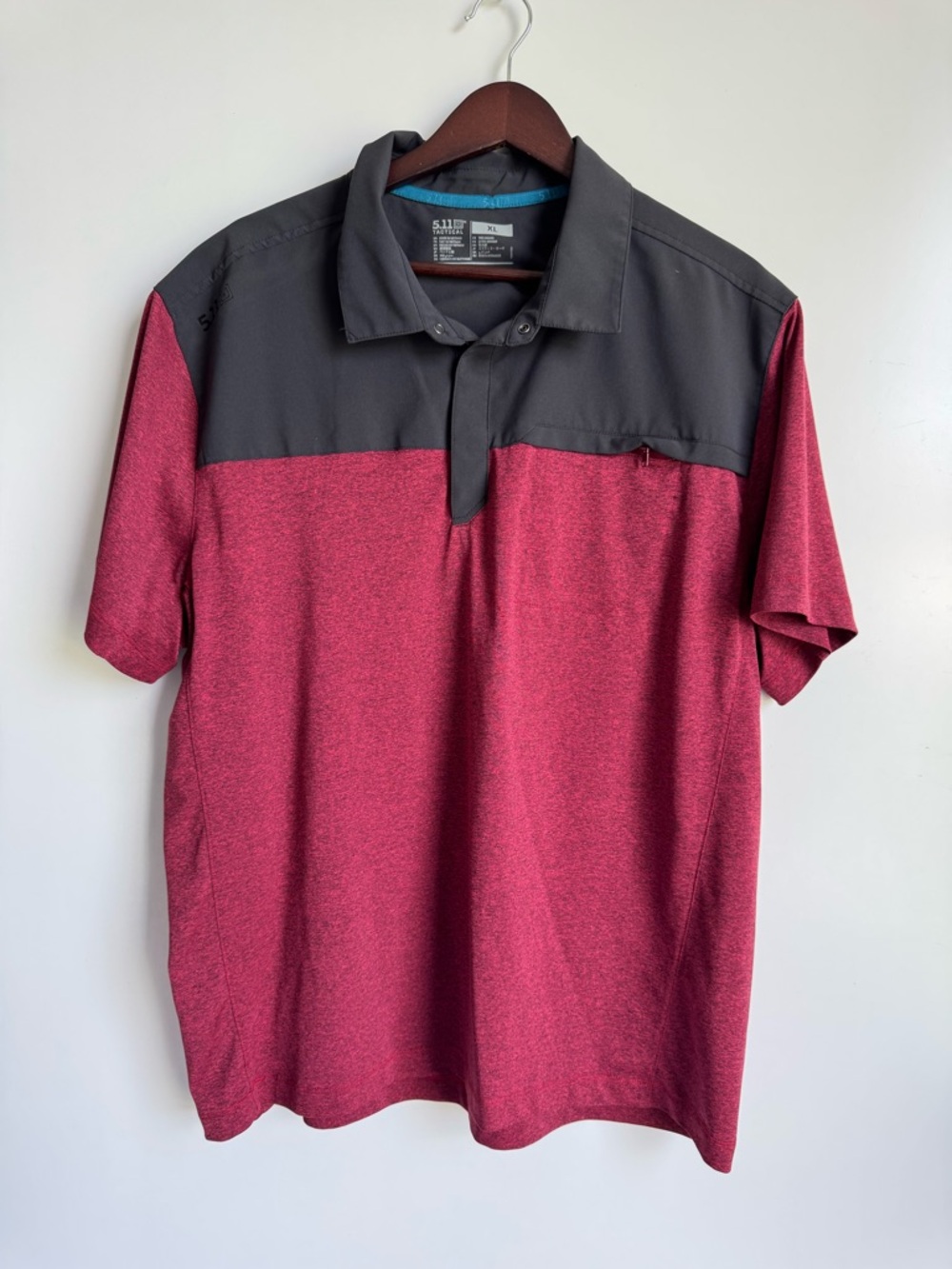 5.11 Tactical Rapid Short Sleeve Polo men XL Red Black breathable‎ lightweight